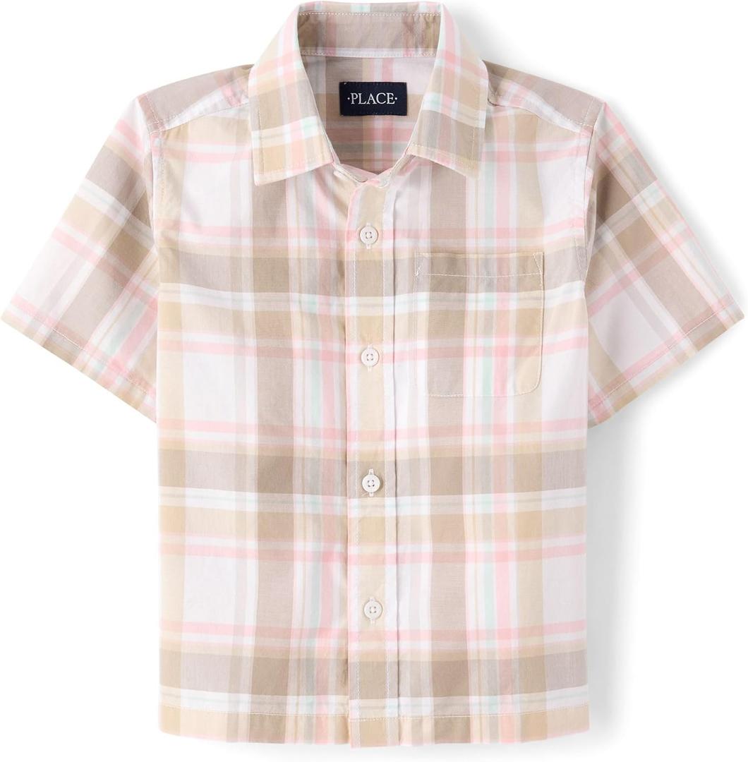 The Children's Place boys Short Sleeve Button Up Shirt (XXL)