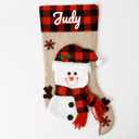 iDIY Personalized Christmas Stocking with Name - 3D Santa Reindeer Gnome Snowman Customized Stockings for Christmas - 18" Custom Christmas Stockings with Letters - Snowman