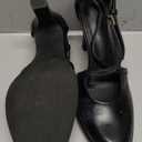 Coutgo Womens Chunky High Heels Dress Shoes Closed Pointed Toe Cross Strap Buckle Pumps Vintage D'Orsay Party Shoes, Black, Size 7