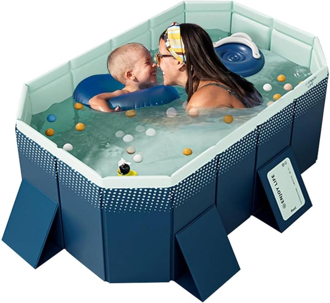 6FT Foldable Kids Pool with Wood-Reinforced - Non-Inflatable Hard Plastic Rectangular Swimming Pool for Children, Adults, Dogs, Indoor/Outdoor Water Play & Baby Ball Pit (72"x55"x19") (Dark Blue) 6FT Foldable Kids Pool with Wood-Reinforced - Non-Inflatable Hard Plastic Rectangular Swimming Pool for Children, Adults, Dogs, Indoor/Outdoor Water Play & Baby Ball Pit (72"x55"x19") (Dark Blue)