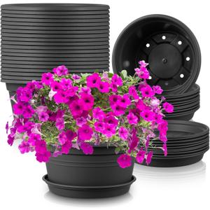 10 Inch 20 Pack Round Plastic Plant Pots Seedlings Nursery Pots Plastic Plant Flowerpot with Drainage Holes and Saucer Decor Garden Indoor Planters for Plants Home Garden Outdoor Planters