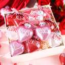 Jutom 12 Pcs Valentine's Day Heart Ornaments for Small Tree Heart Shaped Hanging Ornaments Baubles Painted Kiss Hug Pendant Valentines Hanging Decorations for Party (Red,White,Pink)