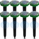 Solar Powered Ultrasonic Mole Repellent Stakes 8PCS, Waterproof Outdoor Gopher Deterrent for Yard Garden, Effective Control for Moles, Voles and Gophers