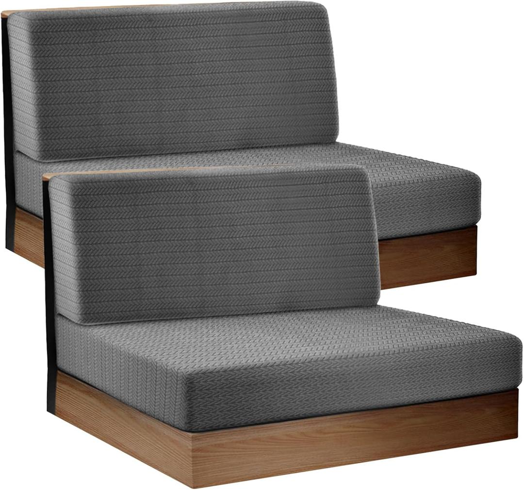 RV Dinette Sofa Cushion Covers-Elastic Camper Cushion Slipcover-Stretchable Loveseat Sofa Furniture Protector for RV Camper Car Bench1 Backrest Cover & 1 Bench Cover (2PCS Dark Grey)