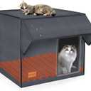 Large Heated Cat House for Outdoor Cats in Winter, Weatherproof & Elevated Outdoor Feral Cat Houses with Pet Heating Pad Bed, Outside Cat House for Stray Barn Cat