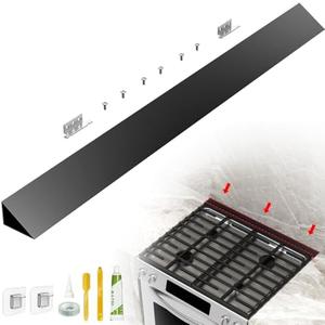30" Slide-in Range Rear Filler Kit W10113901A, Stove Gap Universal Triangular Filler Strip, Top Trim Kit Between Stove and Wall for Whirlpool & Most Brand, Durable Aluminum Black