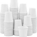 GUSTO 3 oz White Paper Cups [300 Count] Small Disposable Cups for Espresso, Tea, Samples & Mouthwash, Sturdy Hot & Cold Drinkware for Home, Office & Events (Formerly Comfy Package)