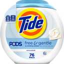 Tide PODS Free & Gentle Laundry Detergent Soap Pacs, HE Compatible, Unscented, Gentle on Skin, 76 Count, Tide PODS Laundry Detergent