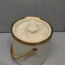 3L beige white Double Wall Insulated Stainless Steel Ice Bucket with scoop for Cocktail Bar,Metal Ice Bucket for freezer with Lid for parties.ice Container to Keep Ice Colder,bar cart accessories (3.0 Liters)