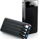 SABANI Portable Charger 35000mAh Power Bank - Portable Battery with 4 Built in Cables, 22.5W Fast Charging Battery Pack Compatible with iPhone 16 15 14 13 Samsung Android Phone etc (1 Pack, Black)