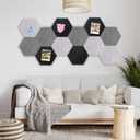 Gute 12 Pcs Hexagon Felt Bulletin Board Tiles Self Adhesive, Black Gray White Felt Cork Board for Wall Decor, Pin Board for Home Office School Memos Photos Notes Display