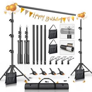 BEIYANG 8.5 x 10 FT Photo Backdrop Stand Kit, Adjustable Background Holder Support System Kit with Carrying Bag, for Photography Video Studio, Parties Decoration, Advertising Display