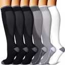 Copper Compression Socks for Women & Men (6 pairs) - Best Support for Nurses, Running, Hiking, Recovery (Small-Medium, 05 Black/Black/Black/Gray/Gray/White)