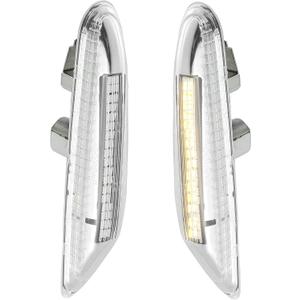 X AUTOHAUX Pair Full LED Front Fender Side Marker Turn Signal Lights Assembly Yellow Light for BMW E46 E60 E82 E83 E88 E90 E91 E92 E93 X1 X3 325i Front Flowing LED Lamps Lights