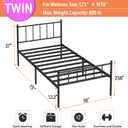DIIYIV Twin Bed Frame-Classic Metal Platform Bed Frame,Mattress Foundation with Steel Slat Support,Under Foundation Storage,No Box Spring Needed, Easy Assembly, Twin Size