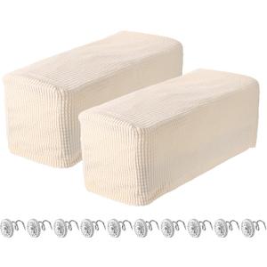 Uxcell 2pcs Stretch Armrest Covers for Chairs/Sofas, Couch Arm Covers with Twist Pin, Furniture Protector Slipcover for Sofa Chair Cream White