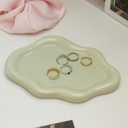 Jewelry Dish Trinket Tray for Women, Ring Dish Holder, Unique Cloud Shape Ceramic Plate Cute Things Vanity Aesthetic Room Decor Mother's Day Birthday (Mint Green)