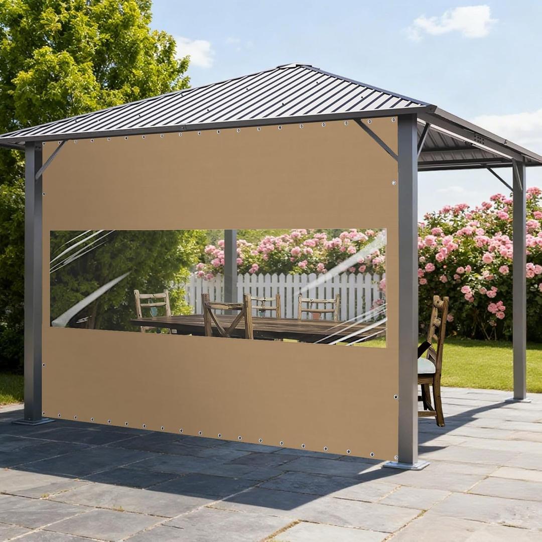 Upgraded Clear Vinyl Outdoor Curtains for Patio Waterproof, Clear Vinyl Patio Enclosure, Heavy Duty Tarp with Grommets, Rope and Zip Ties for Porch, Pergola, Gazebo, Balcony(8'H x 12'W)