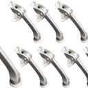 QCAA Heavy Duty Kickdown Door Stopper, 4", Zinc Die Cast, Satin Chrome, 8 Pack, Made in Taiwan