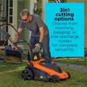 BLACK+DECKER 20-Inch Corded Electric Lawn Mower, Ultra Light Push Mower, 13-Amp High Output Motor, 3 in 1 Cutting Versatility, Tool Free Height Adjustment, 7-setting Cutting Height (MM2000)