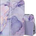 Fintie Folio Case for Kindle Fire HD 8 & Fire HD 8 Plus Tablet (12th Generation/10th Generation, 2024/2022/2020 Release)- Slim Fit Vegan Leather Stand Cover with Auto Sleep/Wake, Lilac Marble