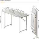 Lutown-Teen 47 inch Folding Desk No Assembly Required, Writing Gaming Computer Camping Table, Home Office Desk, White Marble