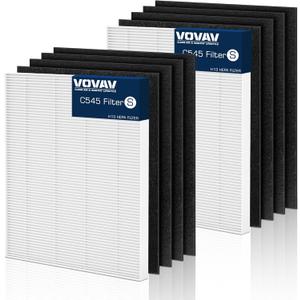 C545 True HEPA Replacement Filter S Compatible with Winix C545, B151, P150, 9300 Air Purifier, Winix S Filter 1712-0096-00 2522-0058-00, 2 Pack H13 True HEPA Filter and 8 Activated Carbon Filters