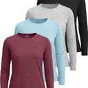 Real Essentials 4 Pack: Women's UPF 50+ Quick Dry Fit Sun Shirts Long Sleeve UV SPF Hiking Top Outdoor, Set 7, XS,