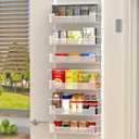 Over the Door Pantry Organizer, 6-Tier Over the Door Organizer with Adjustable Basket, Pantry Door Organization for Pantry Kitchen Storage Room Spice Rack, White