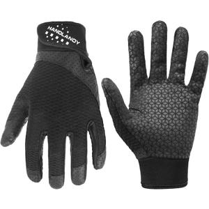 HANDLANDY Baseball Batting Gloves for Adult Youth, Grip Breathable Softball Batting Gloves Fit Men Kids Boys Girls (Dark Black-Adult)