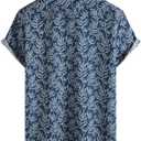 Mens Hawaiian Shirt Short Sleeve Button Down Cotton Floral Shirts Casual Tropical Beach Summer Shirts (Blue, XXXL)