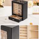 Homde Mothers Day Gifts Jewelry Organizer Girls Women Jewelry Box for Necklaces Rings Earrings Gift Bracelets Storage Case (Black + Gold)