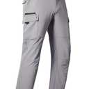 NORTHYARD Men's Cargo Hiking Pants Lightweight Quick Dry Outdoor Fishing Travel Active Sweatpants with Multi Pockets Stone Grey L
