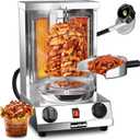 WantJoin Shawarma Grill Machine, Gas Vertical Rotisserie with 2 Burners for Home, Countertop Rotating Doner Kebab Oven Broiler Gyro Maker with Shovel, 11.6 * 11.8 * 19 inches, 110V (Sliver)