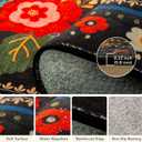 8x10 Area Rugs for Living Room Vacuum-Friendly Machine Washable Area Rug Flower Floral Printed Pattern Low Pile Non-Slip Carpet for Bedroom Hallway Entryway, Black