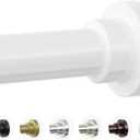 Mcrbeay Shower Curtain Rod, 1" Diameter Heavy Duty Tension Shower Rod, Non Slip Adjustable 2846 inch No Drilling Shower Curtain Rods Spring Tension For Bathroom, Shower Stall, No Rust, White