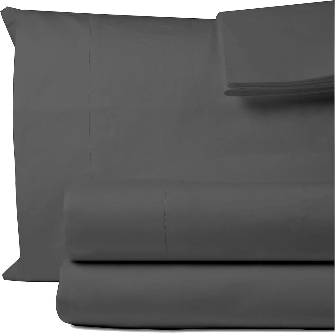 Decfair 100% Egyptian Cotton Duvet Cover Set King Size 600 Thread Count Ultra Soft and Sateen Weave All Seasons Bedding 7 Corner Ties and Zipper - 1 Grey King Duvet Cover and 2 Pillow Shams