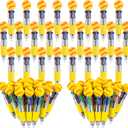 LiYiQ 50 Pcs Softball Party Favor Multicolor Pen in One Cartoon Cute Fun 4-in-1 Cute Pens Bulk Kawaii Softball Shape Cool Ballpoint Pens for Kids Fun Gifts