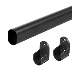 Oval Closet Rod for Hanging Clothes Adjustable Closet Rods 18 to 40 Inch Heavy Duty Black Poles Bar Closet Rod Expandable for Wardrobes Laundry RV