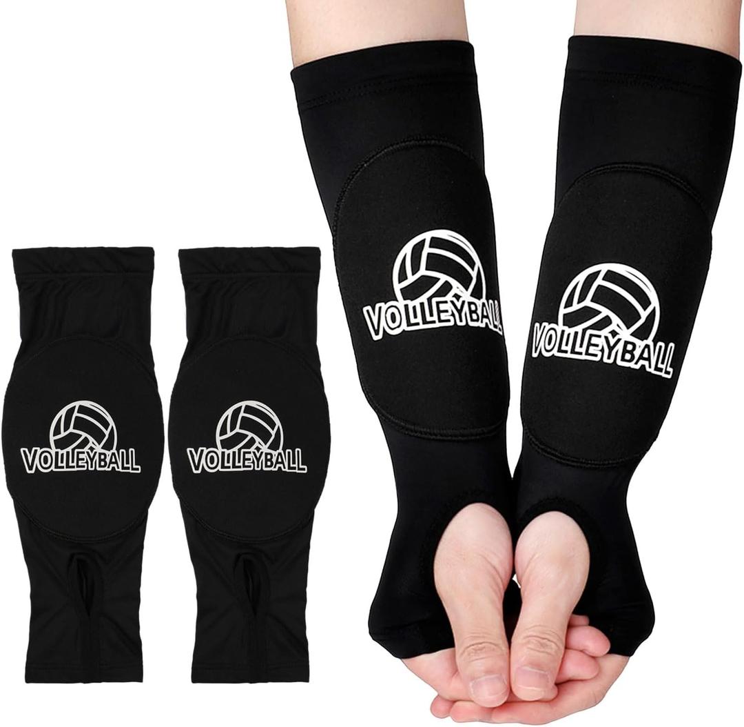 Volleyball Arm Sleeves, Passing Hitting Volleyball Passing Forearm Sleeves Protective Wrist Pads & Thumb Holes Volleyball Arm Guards Protection Gloves for Women Men Teen Youth(Black)