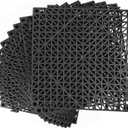 MYFAMIREA Modular Interlocking Cushion 12 Pack 11.8" x 11.8" Rubber Floor Tiles Non-Slip Splicing Drainage Mats for Deck, Pool, Outdoor Shower, Patio, Balcony, Indoor Bathroom, Kitchen, Yard (Black)