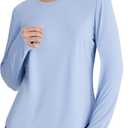 Women's Rash Guard Long Sleeve UV Sun Protection Shirts with Thin Hoodie UPF 50+ Lightweight SPF Tops for Hiking (Blue, S)