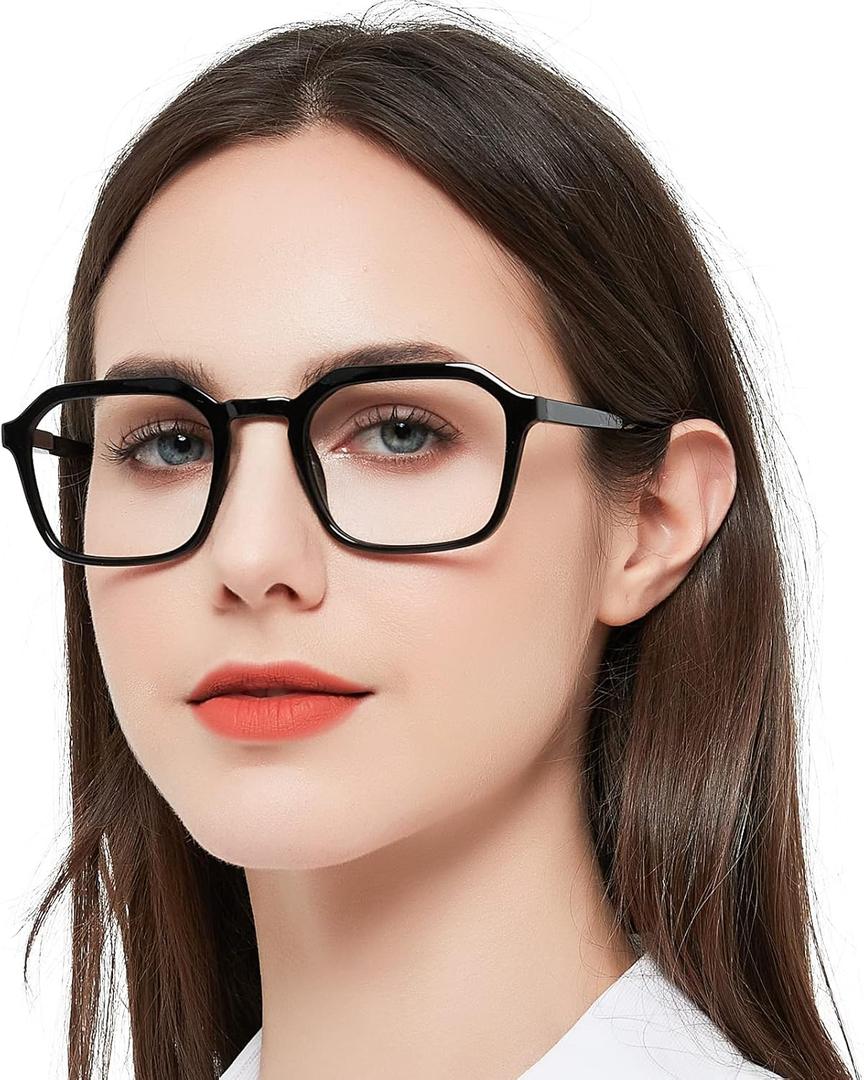 Large Reading Glasses Women Trendy Thick Square Readers 1.0 1.25 1.5 1.75 2.0 to 4.0 5.0 6.0 Spring Hinge (Slim Rim-black)