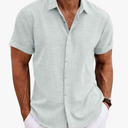 COOFANDY Men's Linen Shirts Short Sleeve Casual Shirts Button Down Shirt for Men Beach Summer Wedding Shirt Size 2 XL
