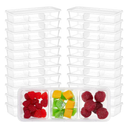 Small Meal Prep Containers with 3 Compartments Snack Containers with Lid Disposable Plastic Bento Box Travel Lunch Food Boxes Stackable for Office Picnic