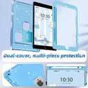 INFILAND Case for iPad 9th/8th/7th Generation 2021/2020/2019 10.2 inch Glitter Clear, Shockproof Protective Cute iPad 7/8/9 Gen Cover with Stand, Pencil Holder for Kids, Girls, Women (Blue)