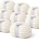 Cream Chunky Chenille Yarn - Super Bulky Thick Yarn for Hand Knitting and Crocheting - Extra Soft Jumbo Yarn for Blankets, Scarves - 8-Pack (9 Oz Each Skein)