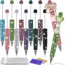 30 Pcs Rhinestone Beadable Pens Kit 10 Fancy Diamond Pens with Cards & Bags DIY Beaded Glitter Bling Ballpoint Pen for Craft Making Journalling Office Supplies