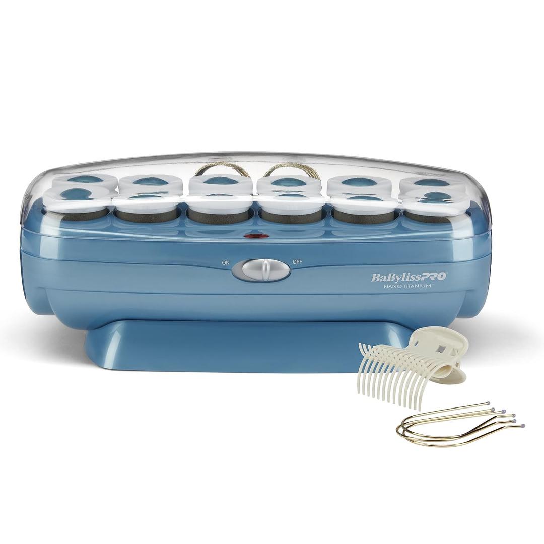 BaBylissPRO Nano Titanium Hot Rollers, Jumbo Rollers 1 1/2", 12 Count