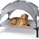 Heeyoo Elevated Dog Bed with Removable Canopy, Portable Dog Cot with Sun Protection Shade Tent, Raised Pet Cooling Cot Bed for Dogs, 51in